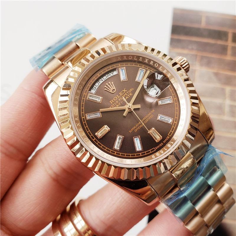 Best Swiss Clone Replica Rolex Day-Date 40 Rose Gold Chocolate Diamond Dial & Fluted Bezel President Bracelet 228235 - Replica Swiss Clones Watches