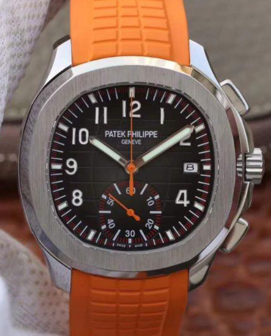 Patek Philippe Aquanaut Chronograph 5968A Orange Rubber Strap Black Dial - IP Empire Replica Watches